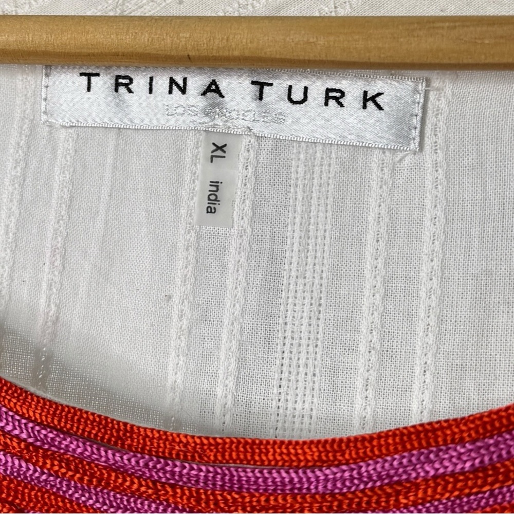 Trina Turk Mirah Embroidered White Kaftan Mini Dress - Picture 6 of 6